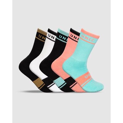 Unit Bamboo Equip No Show Ladies Socks - 5 Pack - Multi - OS