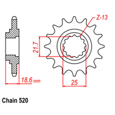 Front Sprocket - Steel  15T 520P