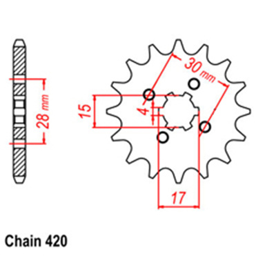 Front Sprocket - Steel  17T 420P D/D