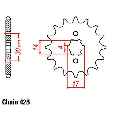 Link Front Sprocket - Honda - 428 - Steel - 15