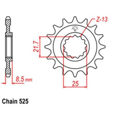 Front Sprocket - Kawasaki - 525 - Steel - 17T