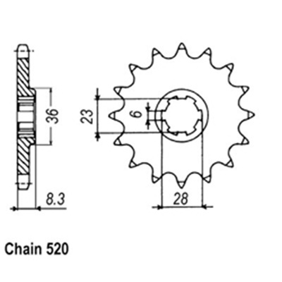 Front Sprocket - Steel  14T 520P