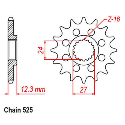 Front Sprocket - Steel  16T 525P