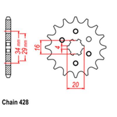 Front Sprocket - Steel  13T 428P D/D