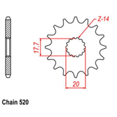 Front Sprocket Steel 14T 520