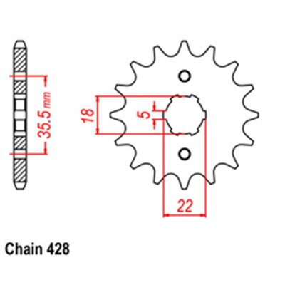 Front Sprocket - Steel  14T 428P