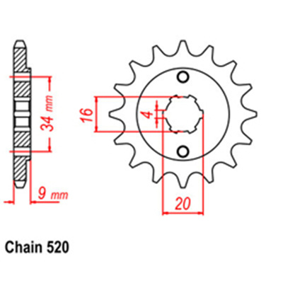 Front Sprocket - Steel  14T 520P