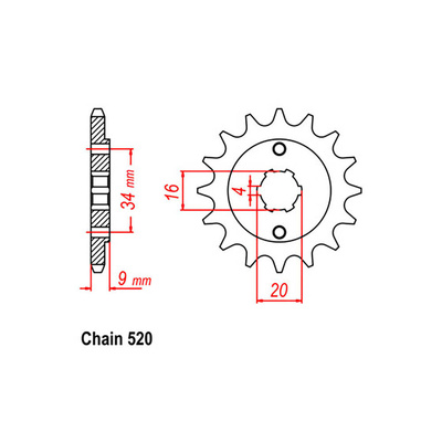 Front Sprocket - Steel  15T 520P