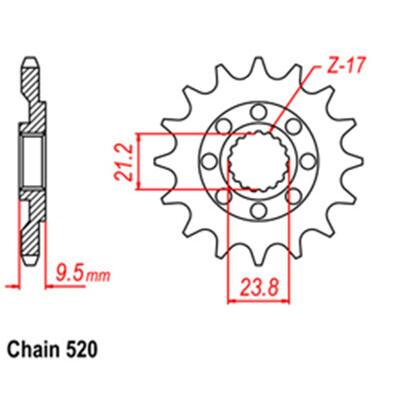 Front Sprocket - Steel  14T 520P