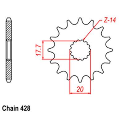 Front Sprocket - Steel  16T 428P