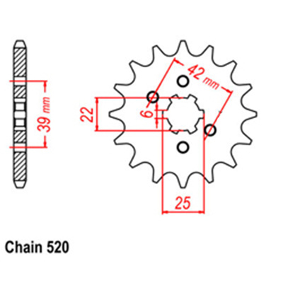 Front Sprocket - Steel  15T 520P D/D