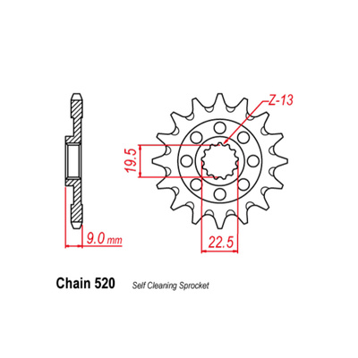 Front Sprocket - Steel  13T 520P