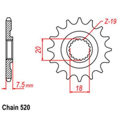 Front Sprocket - Steel  12T 520P