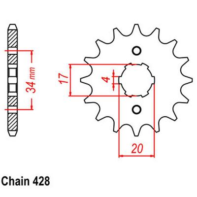 Front Sprocket - Steel  17T 428P