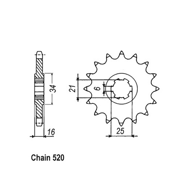 Front Sprocket - Steel  14T 520P