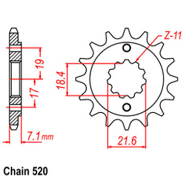 Front Sprocket - Steel  13T 520P