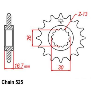 Front Sprocket - Honda - 525 - Steel - 16T