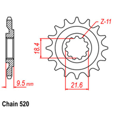 Front Sprocket - Steel  14T 520P