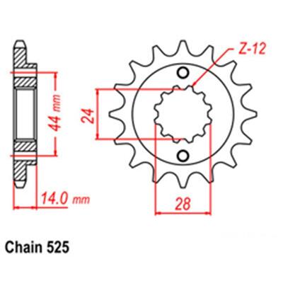 Front Sprocket Steel 16T 525