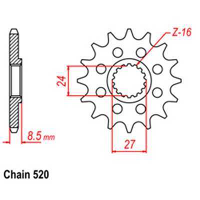 Front Sprocket - Steel 16T 520P