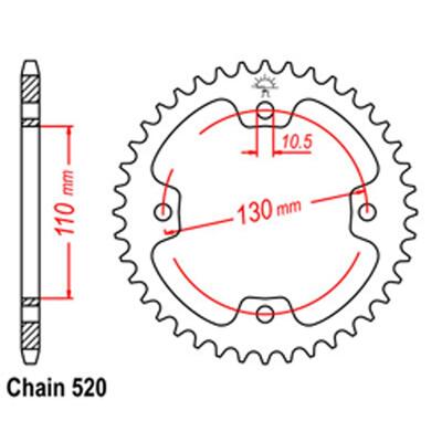 Rear Sprocket - Steel 38T 520P