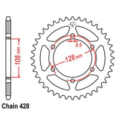 Rear Sprocket - Kawasaki/Suzuki - 428 - Steel - 51T