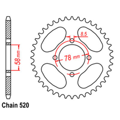 Rear Sprocket - Steel 38T 520P