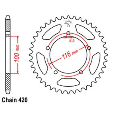 Rear Sprocket Steel 44T 420