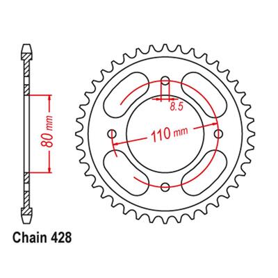 Rear Sprocket - Steel 41T 428P Cbf125M