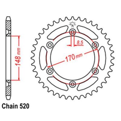 Link Rear Sprocket - Suzuki - 520 - Steel - 42