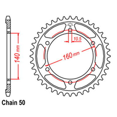 Rear Sprocket - Steel 45T 530P