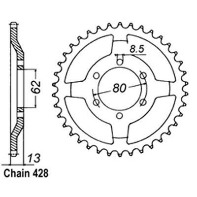 Link Rear Sprocket - Yamaha - 428 - Steel - 45