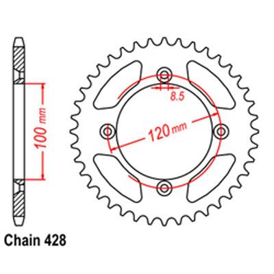 Rear Sprocket - Steel 51T 428P