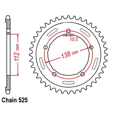 Rear Sprocket - Steel 38T 525P