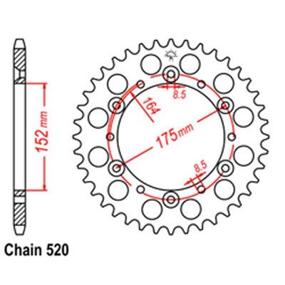 Rear Sprocket Steel 43T 520 D/D