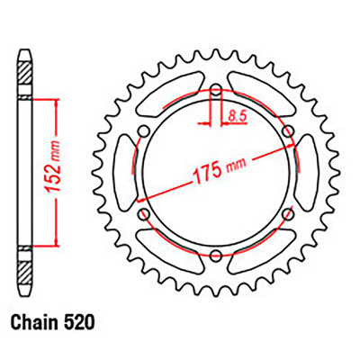 Rear Sprocket - Steel 49T 520P