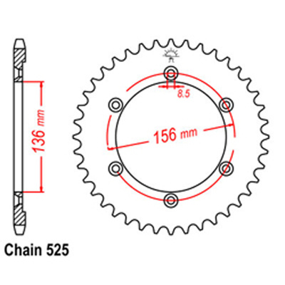 Rear Sprocket - Steel 41T 525P