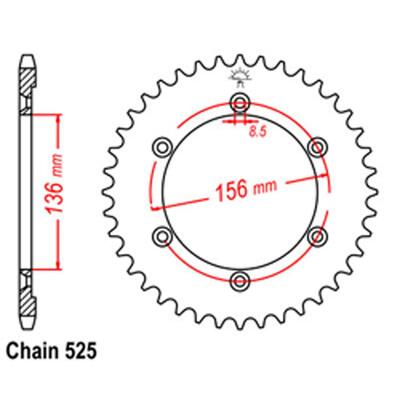 Rear Sprocket - Steel 42T 525P