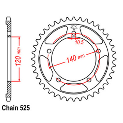 Rear Sprocket - Steel 43T 525P