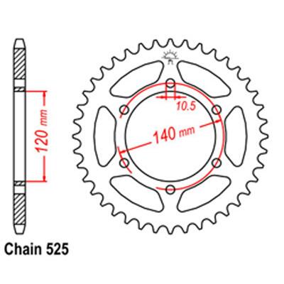 Rear Sprocket - Steel 40T 525P