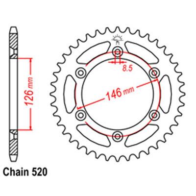 Rear Sprocket - Steel 51T 520P