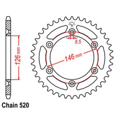 Rear Sprocket Steel 52T 520