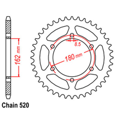 Rear Sprocket - Steel 52T 520P