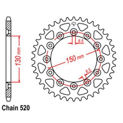 Rear Sprocket - Honda - 520 - D/D - Steel - 51T