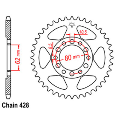 Rear Sprocket - Yamaha - 428 - D/D - Steel - 45T