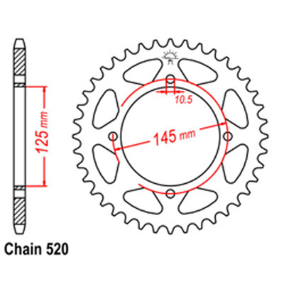 Rear Sprocket Steel 43T 520