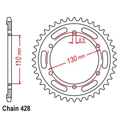 REAR SPROCKET-STEEL 48T 428P