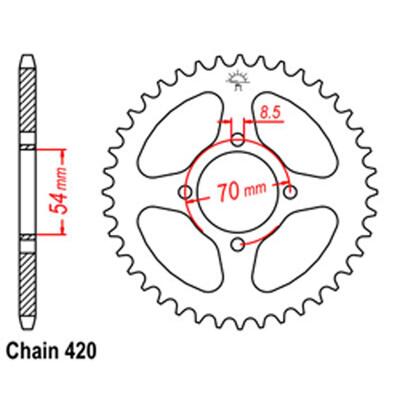 Rear Sprocket - Steel 45T 420P