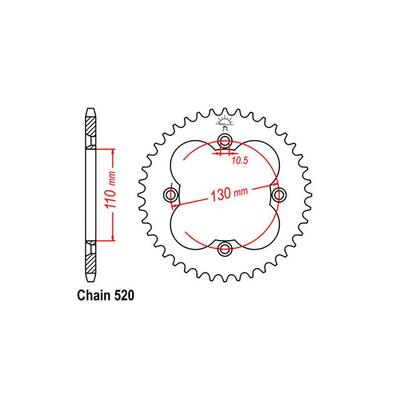 Rear Sprocket - Steel 38T 520P