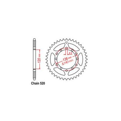 Rear Sprocket - Steel 44T 520P D/D